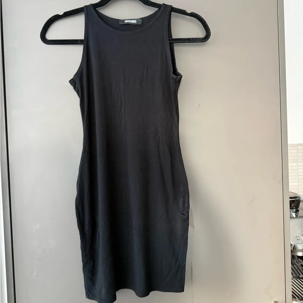 Missguided Super Soft Basic Round Neck Little Black Dress LBD - Picture 1 of 6
